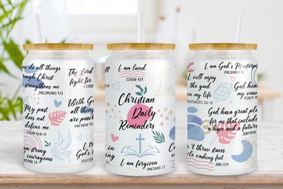 Christian Affirmations 16 Oz Glass Can Print Templates