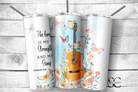 Christian Bible Verse 20 Oz Tumbler Wrap and Print Templates