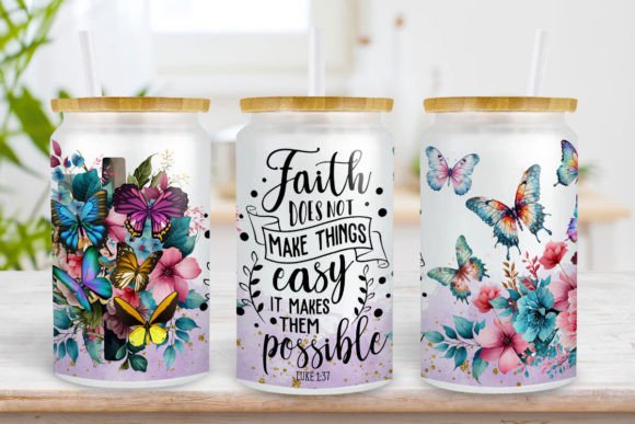 Christian Bible Verse Affirmations 16 Oz and Print Templates