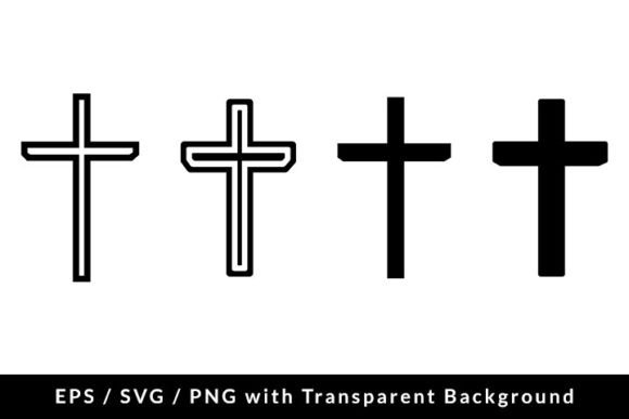 Christian Cross Icon Set SVG EPS PNG Illustrations