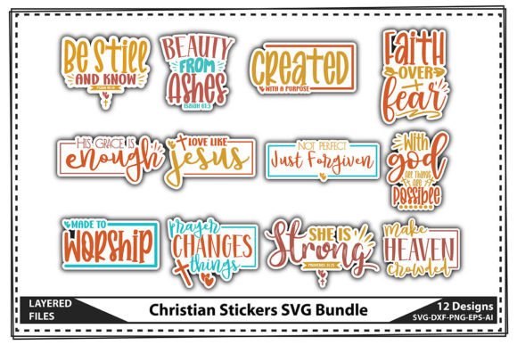 Christian Stickers SVG Bundle for Crafts