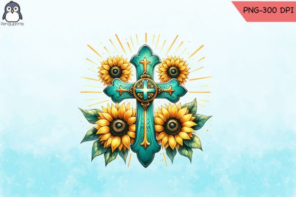 Christian Sunflower Cross Design for Crafts