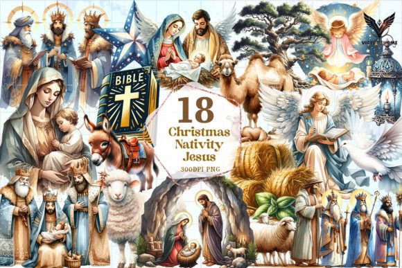 Christmas Nativity Jesus Clipart PNG and Illustrations
