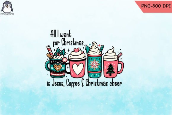 Coffee and Jesus Christmas PNG for Crafts