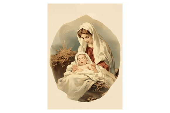 Jesus Baby Christmas Card Illustrations