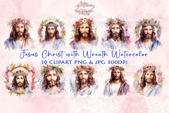 Jesus Christ with Wreath Watercolor