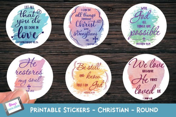 Printable Christian Stickers - Round and Crafts