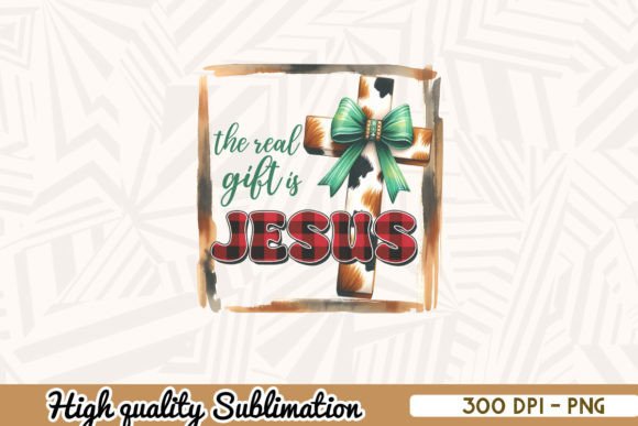 The Real Gift is Jesus Cross Plaid Crafts